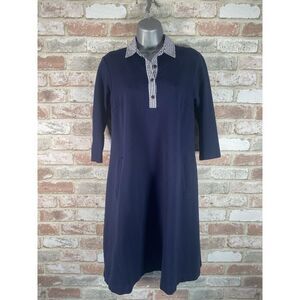 J. McLaughlin Sz Small Betts A-Line Dress in Winter Navy‎ Bainbridge Cloth $225